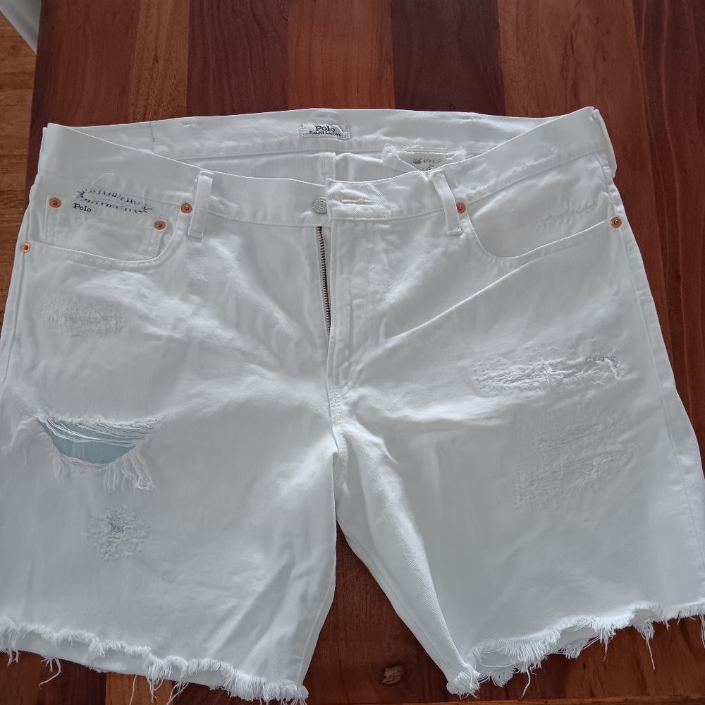 Polo Ralph Lauren Mens White Denim Cutoff Shorts